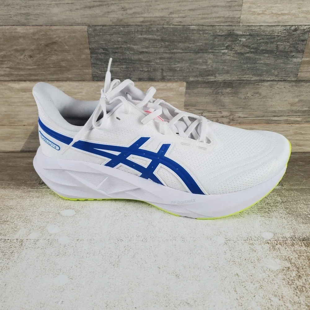 ASICS Novablast 5 ATC Mens Shoes Sz 12 Athletic Running White Tuna Blue Sneakers